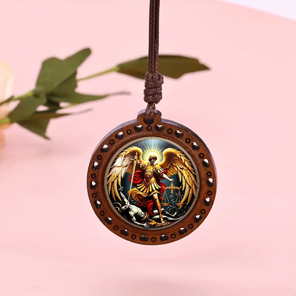 Women's Holy Angel Descent Heart Wooden Necklace